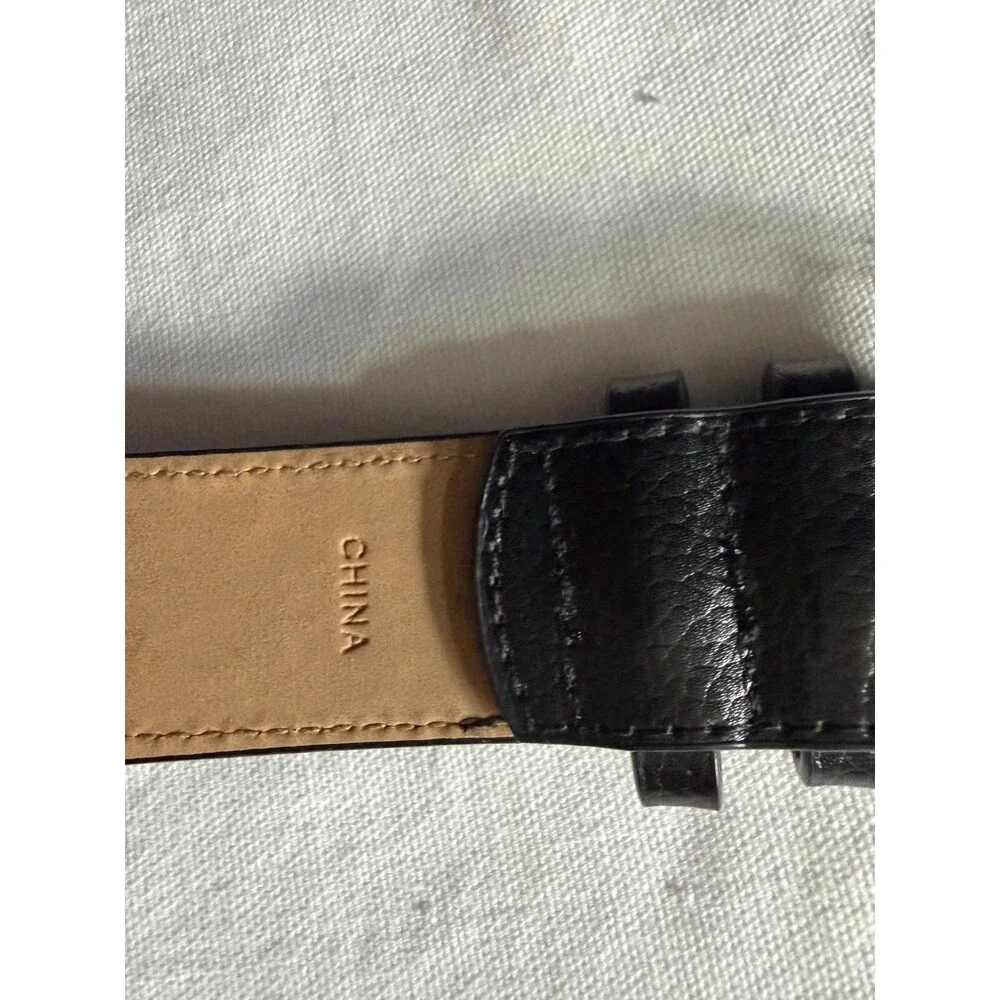 Michael Kors Mens MK Logo Belt Black Grey Buckle Synthetic Size L